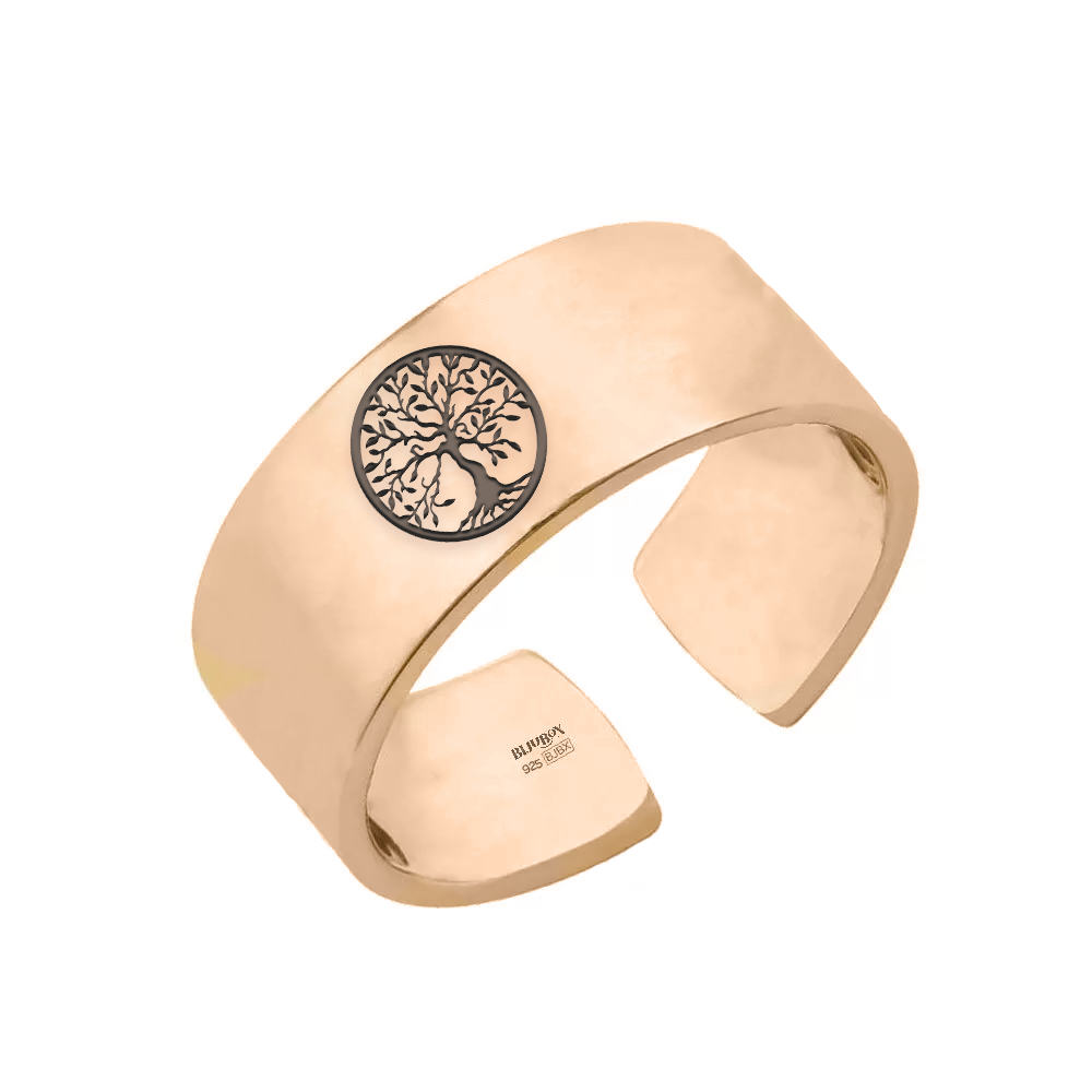 July - Inel personalizat cu pomul vietii reglabil din argint 925 placat cu aur roz