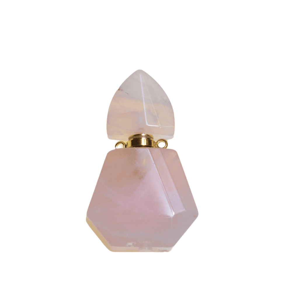 Pandantiv cristal natural cuart roz sticluta model 2 cu agatatoare aurie 42cm